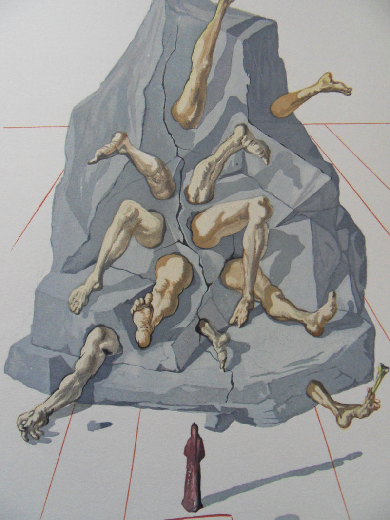 Salvador DALI : Les habitants de Prato, Bois gravé original signé