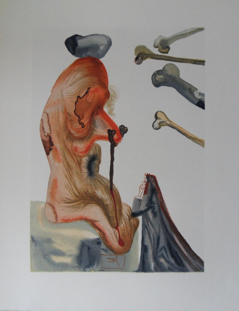 Salvador DALI : Les trompeurs, Bois gravé original signé