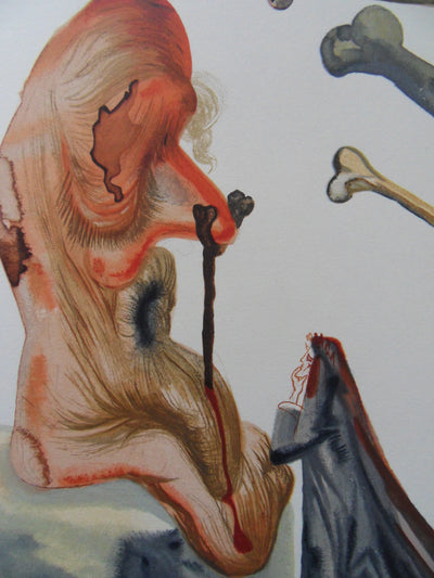 Salvador DALI : Les trompeurs, Bois gravé original signé