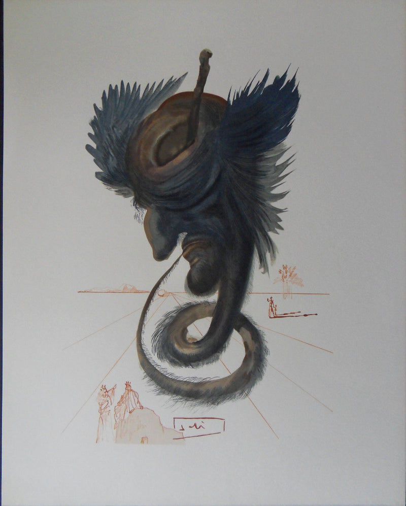 Salvador DALI : Devins et sorciers, Bois gravé original signé