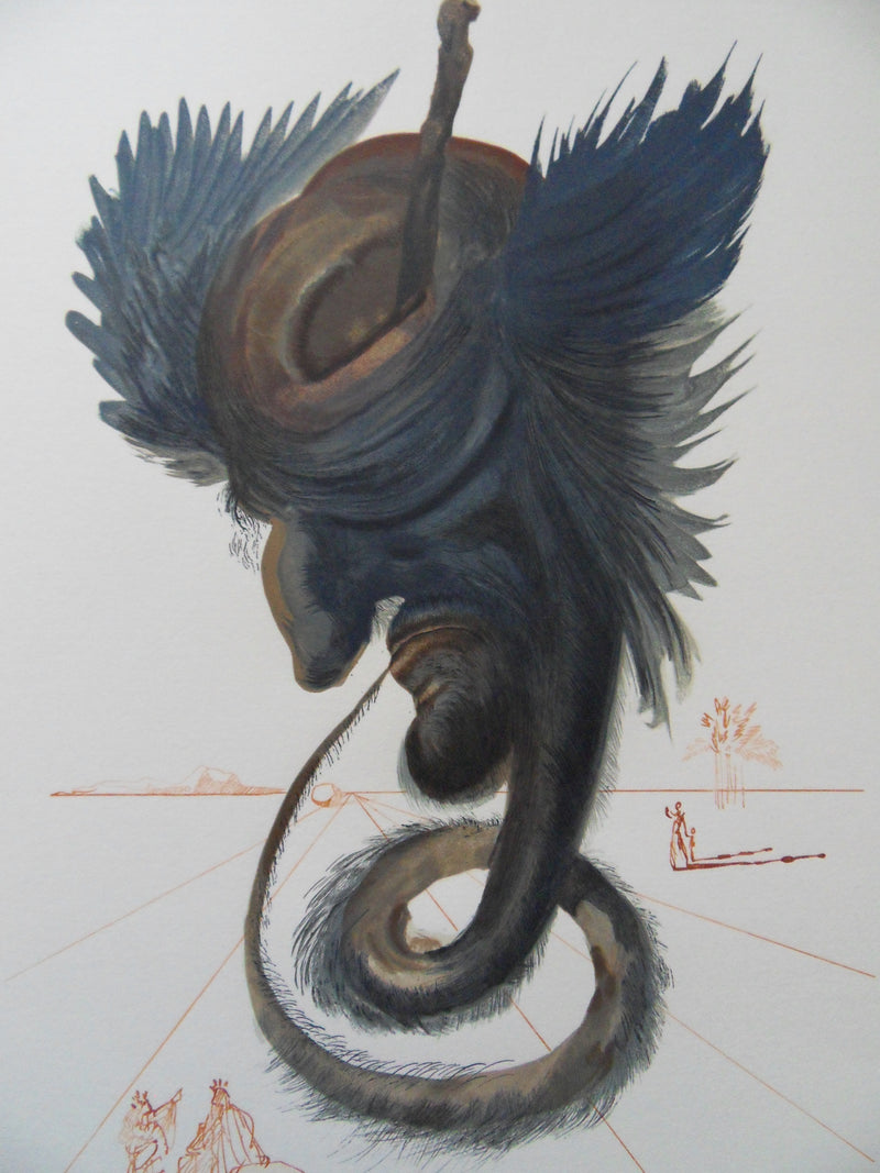 Salvador DALI : Devins et sorciers, Bois gravé original signé