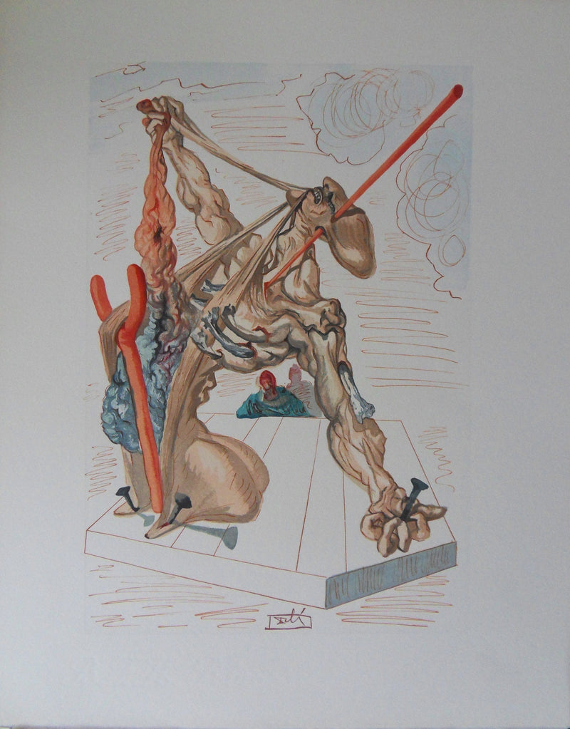 Salvador DALI : Les falsificateurs, Bois gravé original signé