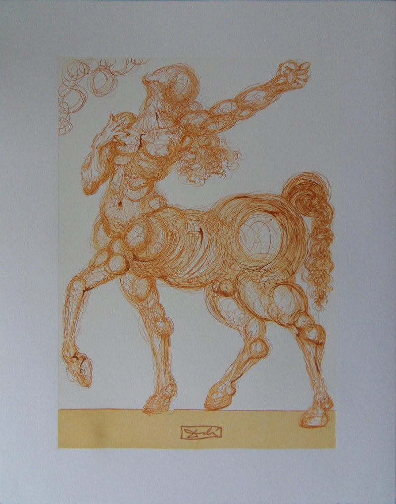 Salvador DALI : Le centaure, Bois gravé original signé