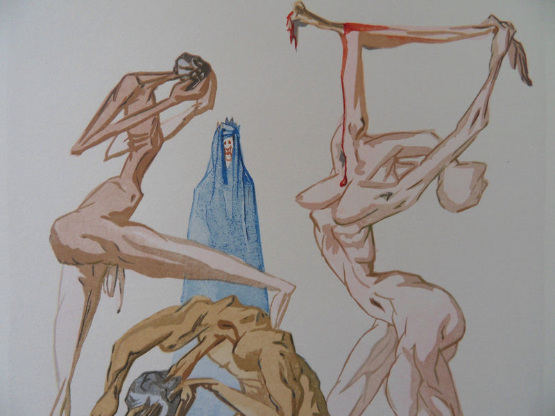 Salvador DALI : Les simoniaques, Bois gravé original signé