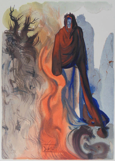 Salvador DALI : Apparition de Pluton, Bois gravé original signé