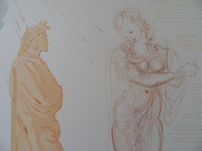 Salvador DALI : Virgile réconforte Dante, Bois gravé original signé