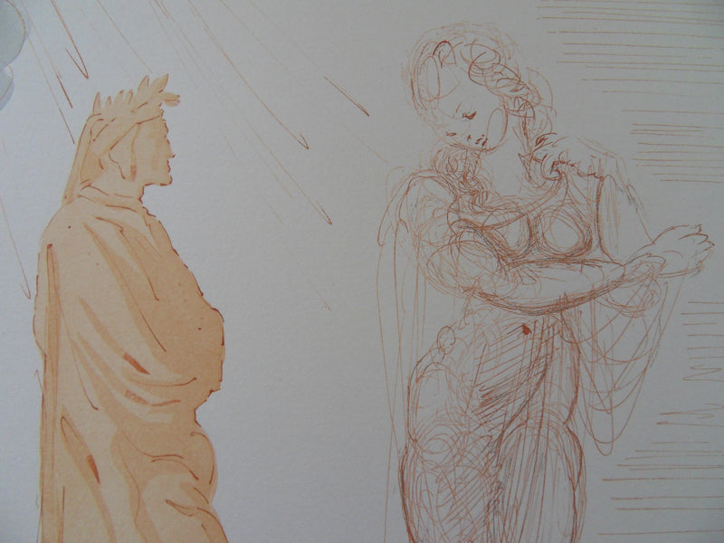 Salvador DALI : Virgile réconforte Dante, Bois gravé original signé