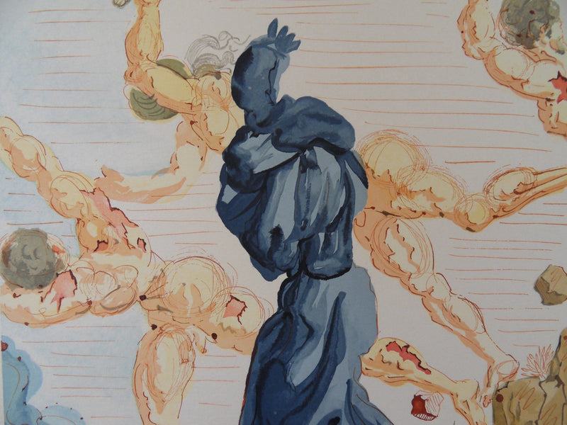 Salvador DALI : Les margelles de Phlégéthon, Bois gravé original signé