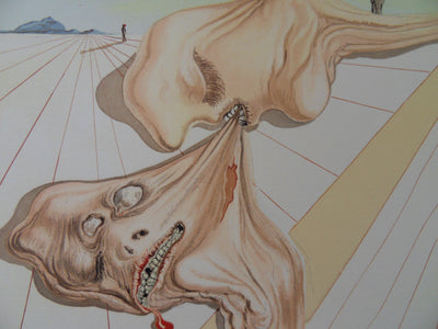 Salvador DALI : Les hommes qui se dévorent, Bois gravé original signé
