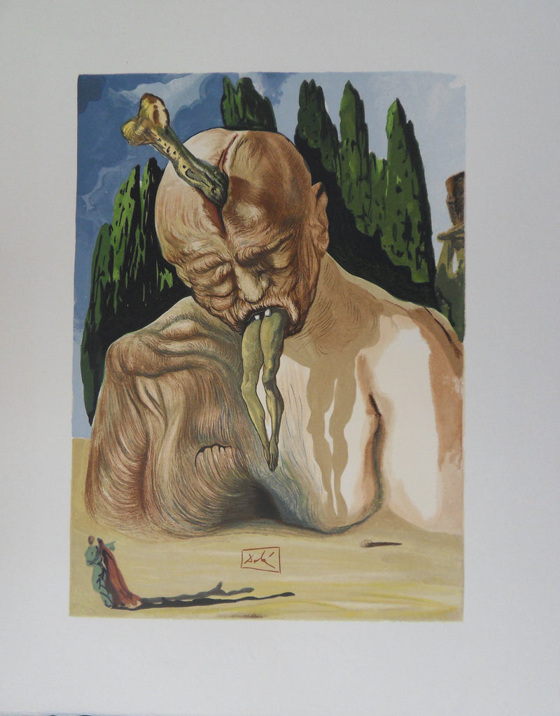 Salvador DALI : Le diable logicien, Bois gravé original signé