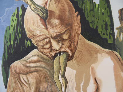 Salvador DALI : Le diable logicien, Bois gravé original signé