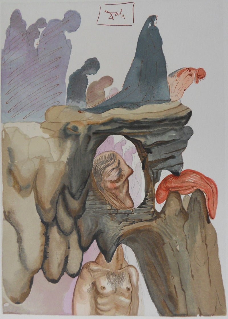 Salvador DALI : Les prévaricateurs, Bois gravé original signé