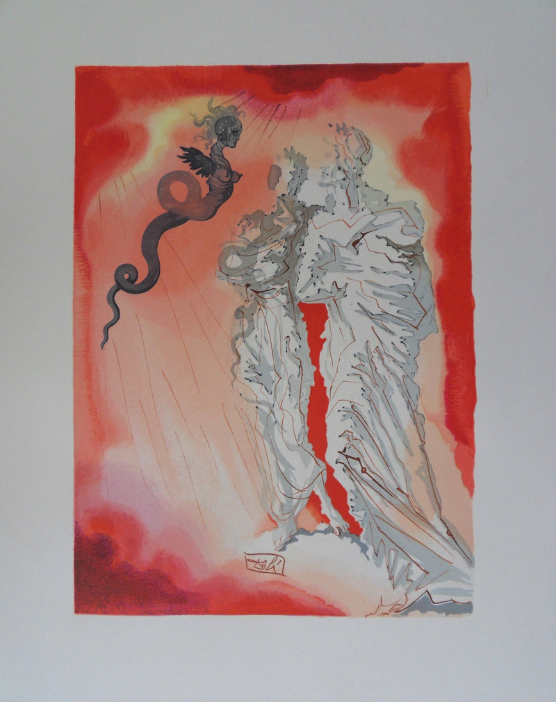 Salvador DALI : Le Diable noir, Bois gravé original signé