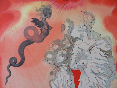 Salvador DALI : Le Diable noir, Bois gravé original signé