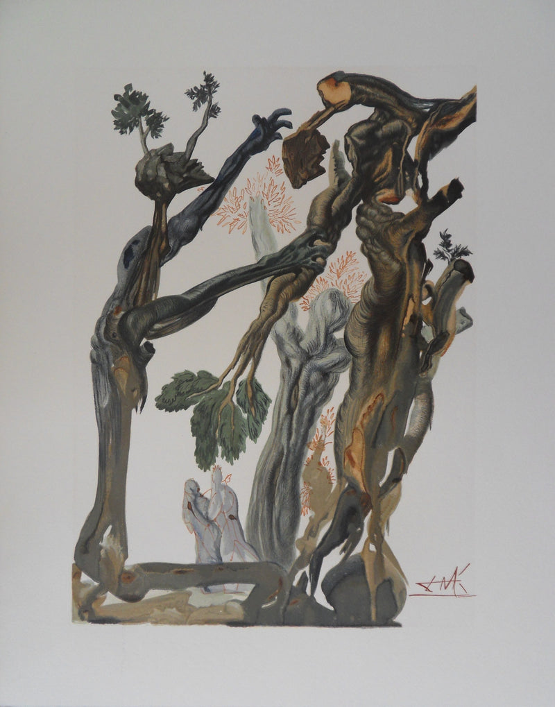 Salvador DALI : La forêt des suicidés, Bois gravé original signé