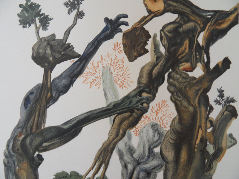 Salvador DALI : La forêt des suicidés, Bois gravé original signé