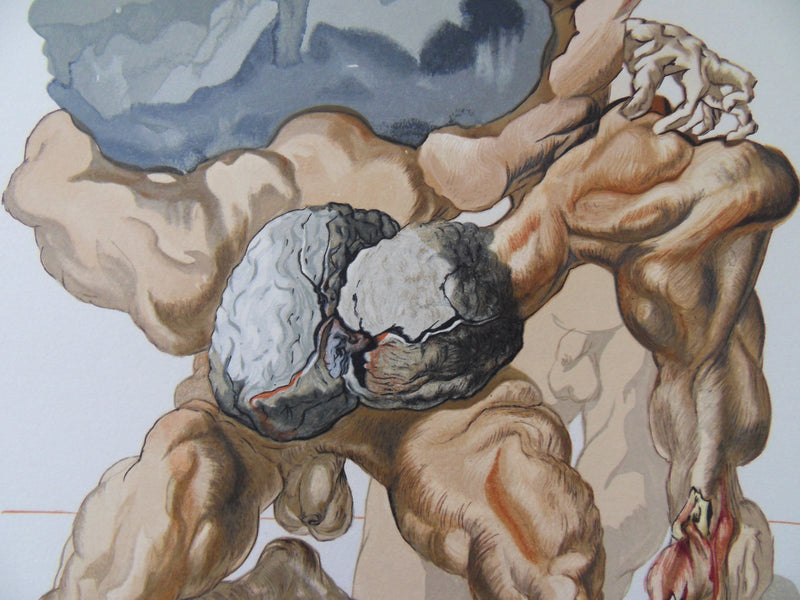 Salvador DALI : Les avares et les prodigues, Bois gravé original signé