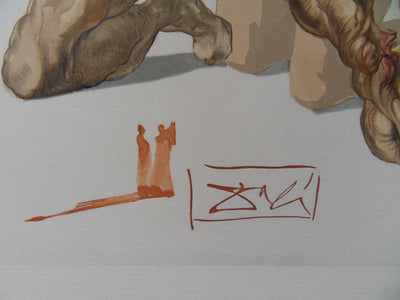 Salvador DALI : Les avares et les prodigues, Bois gravé original signé
