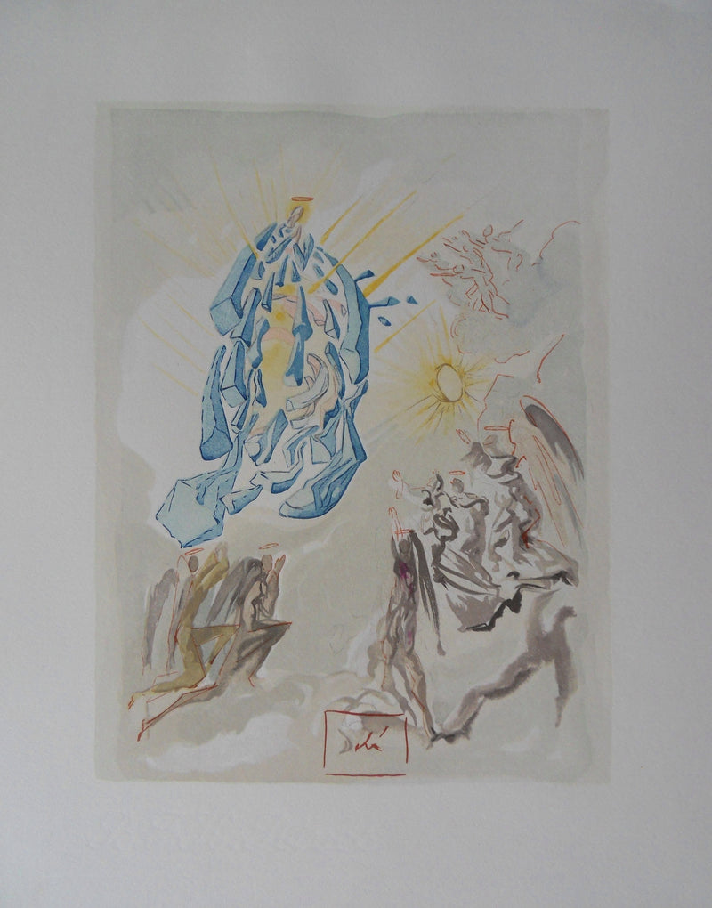 Salvador DALI : Dante recouvre la vue, Bois gravé original signé