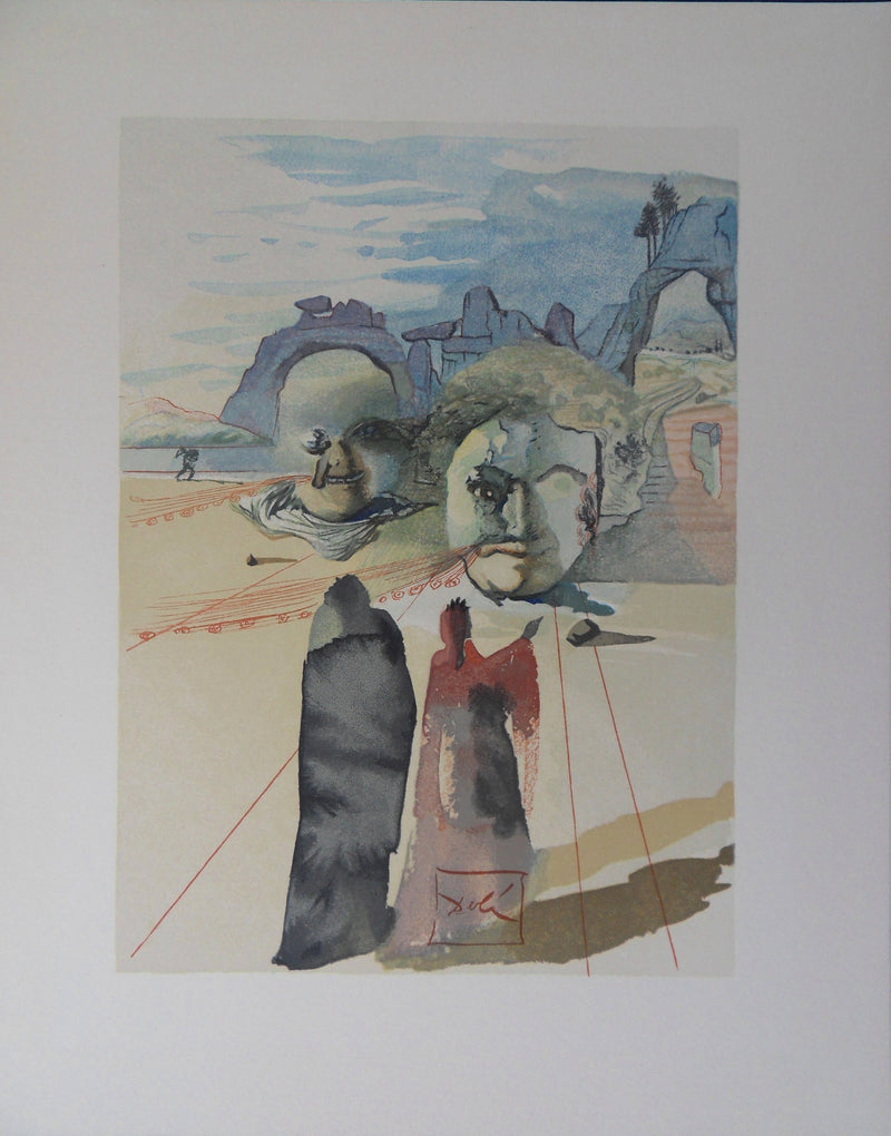 Salvador DALI : Avarice et prodigalité, Bois gravé original signé