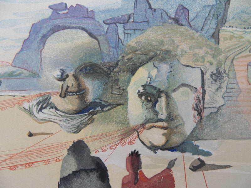 Salvador DALI : Avarice et prodigalité, Bois gravé original signé