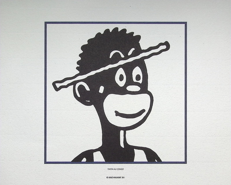 HERGÉ : TINTIN, Les Congolais, 3 Lithographies Ex Libris