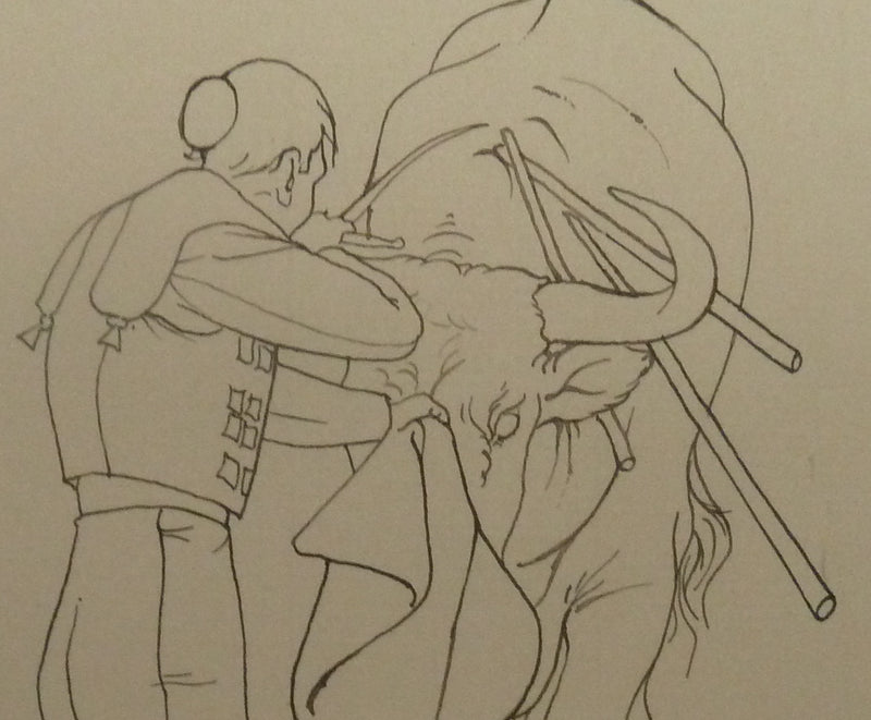 Pierre-Yves TREMOIS : Face à face avec le taureau, Dessin original (photo de détail 4) - Crédit photo : Galerie Art.Paris