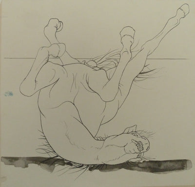 Pierre-Yves TREMOIS : La chute du cheval, Dessin original (vue générale) - Crédit photo : Galerie Art.Paris