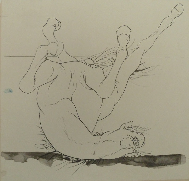 Pierre-Yves TREMOIS : La chute du cheval, Dessin original (vue générale) - Crédit photo : Galerie Art.Paris