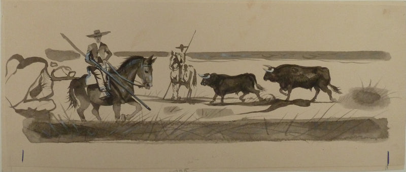 Pierre-Yves TREMOIS : La chasse au bison, Dessin original (vue générale) - Crédit photo : Galerie Art.Paris