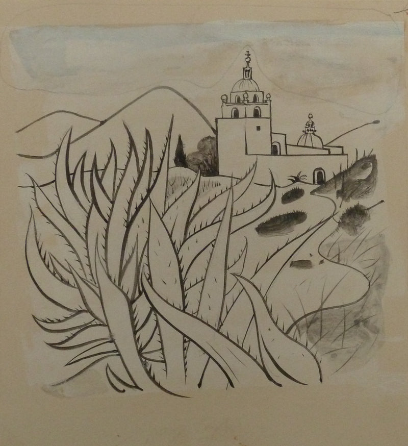 Pierre-Yves TREMOIS : Village en Espagne, Dessin original (photo de détail 3) - Crédit photo : Galerie Art.Paris