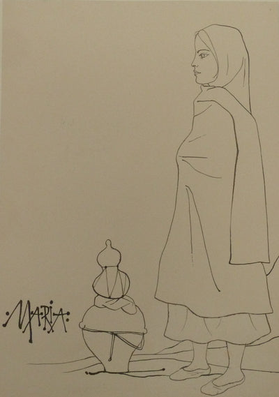 Pierre-Yves TREMOIS : Portrait de Maria, Dessin original (photo de détail 3) - Crédit photo : Galerie Art.Paris