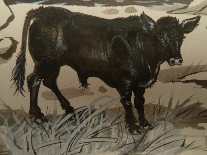 Pierre-Yves TREMOIS : Jeune veau dans le pré, Dessin original (photo de détail 4) - Crédit photo : Galerie Art.Paris