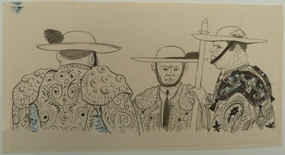 Pierre-Yves TREMOIS : Les toreros avant le combat, Dessin original (vue générale) - Crédit photo : Galerie Art.Paris