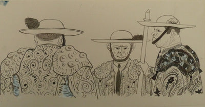 Pierre-Yves TREMOIS : Les toreros avant le combat, Dessin original (photo de détail 2) - Crédit photo : Galerie Art.Paris