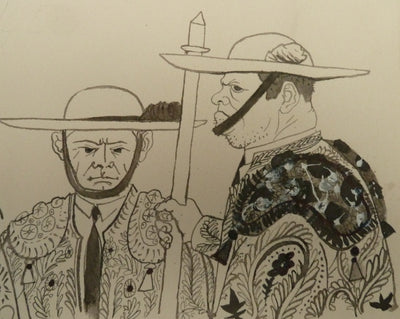 Pierre-Yves TREMOIS : Les toreros avant le combat, Dessin original (photo de détail 4) - Crédit photo : Galerie Art.Paris