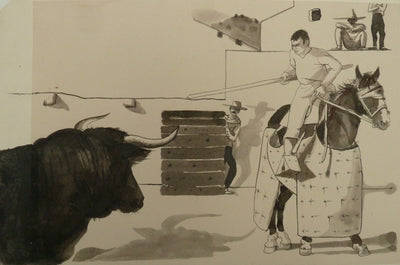 Pierre-Yves TREMOIS : Scène de tauromachie, Dessin original (photo de détail 2) - Crédit photo : Galerie Art.Paris