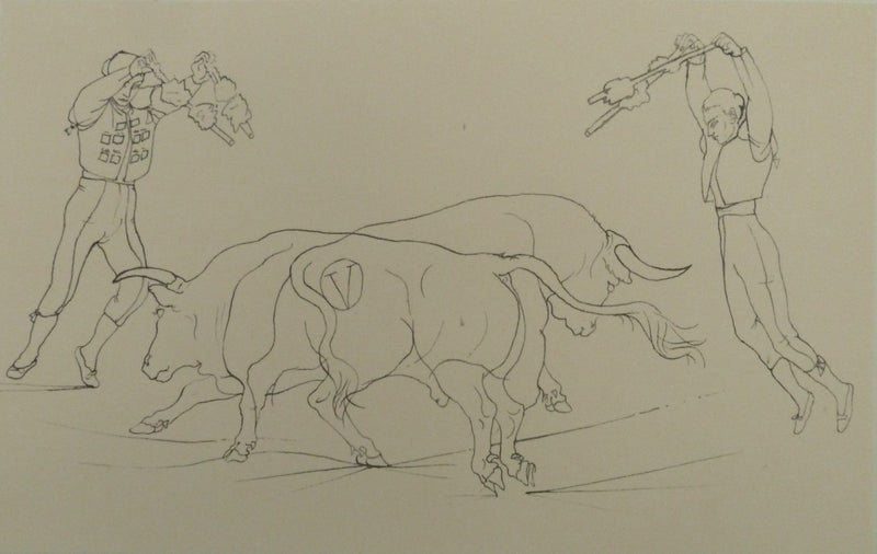Pierre-Yves TREMOIS : Les picadors au combat, Dessin original (photo de détail 3) - Crédit photo : Galerie Art.Paris