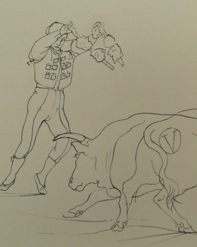 Pierre-Yves TREMOIS : Les picadors au combat, Dessin original (photo de détail 4) - Crédit photo : Galerie Art.Paris