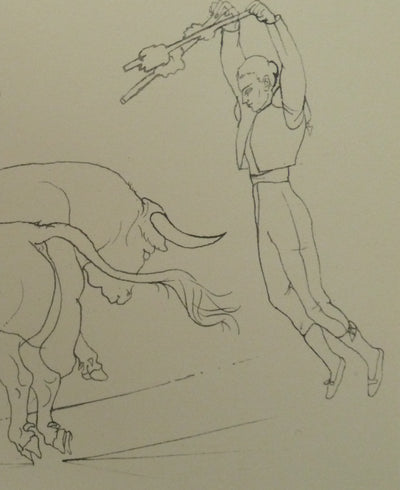 Pierre-Yves TREMOIS : Les picadors au combat, Dessin original (photo de détail 5) - Crédit photo : Galerie Art.Paris