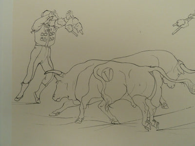 Pierre-Yves TREMOIS : Les picadors au combat, Dessin original (photo de détail 6) - Crédit photo : Galerie Art.Paris