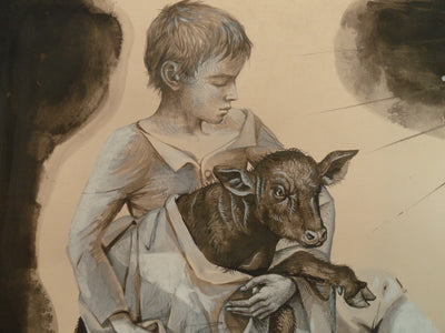 Pierre-Yves TREMOIS : La naissance de l'agneau, Dessin original (photo de détail 3) - Crédit photo : Galerie Art.Paris