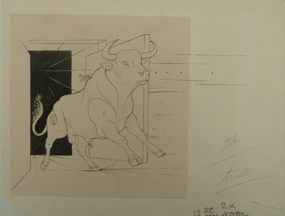 Pierre-Yves TREMOIS : La course du taureau, Dessin original (vue générale) - Crédit photo : Galerie Art.Paris