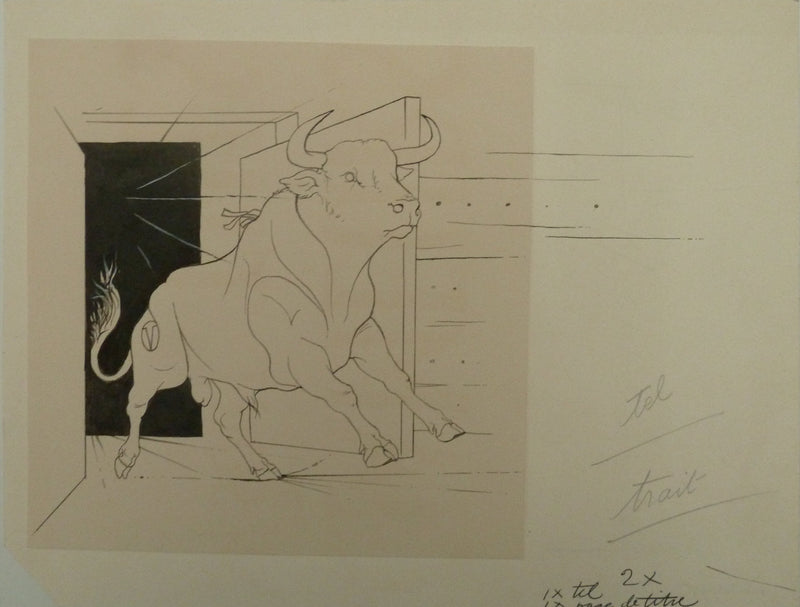 Pierre-Yves TREMOIS : La course du taureau, Dessin original (vue générale) - Crédit photo : Galerie Art.Paris