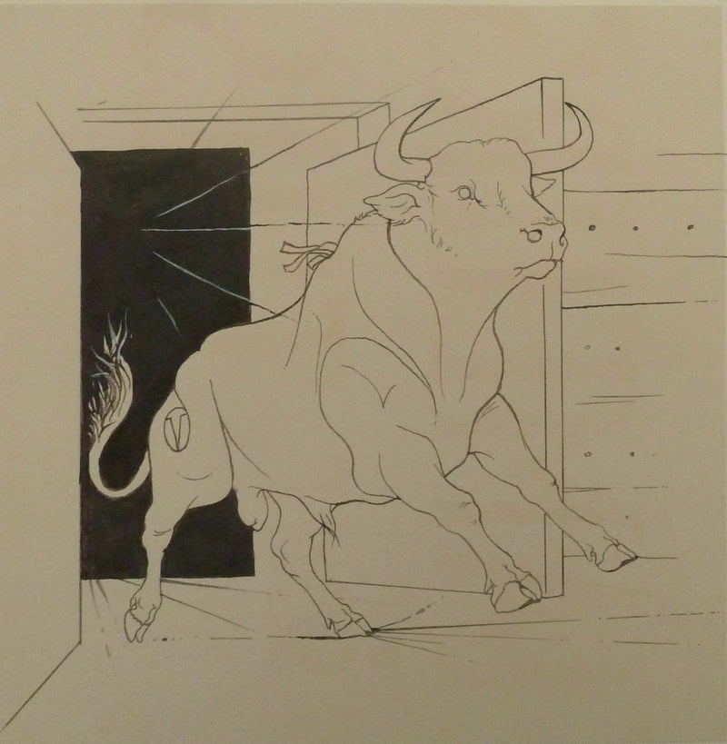 Pierre-Yves TREMOIS : La course du taureau, Dessin original (photo de détail 3) - Crédit photo : Galerie Art.Paris
