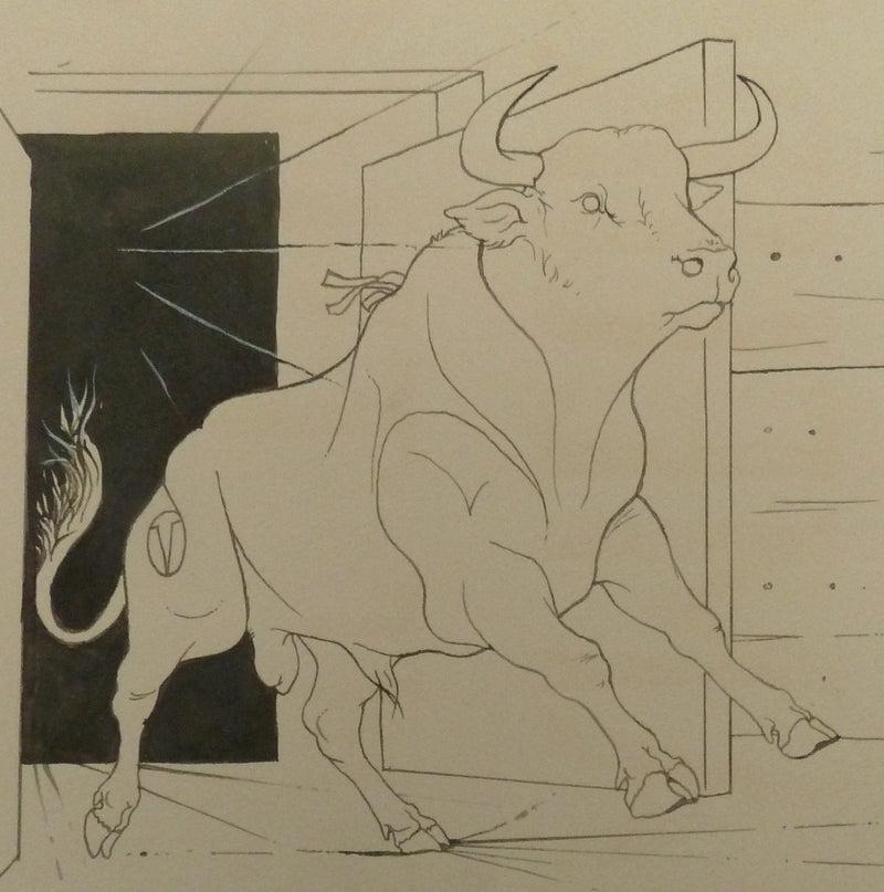 Pierre-Yves TREMOIS : La course du taureau, Dessin original (photo de détail 4) - Crédit photo : Galerie Art.Paris