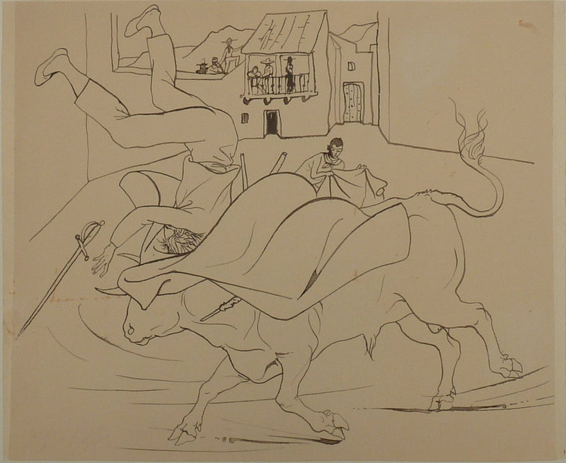 Pierre-Yves TREMOIS : Le toréador vaincu, Dessin original (vue générale) - Crédit photo : Galerie Art.Paris