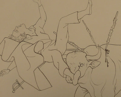 Pierre-Yves TREMOIS : Le taureau enragé, Dessin original (photo de détail 4) - Crédit photo : Galerie Art.Paris