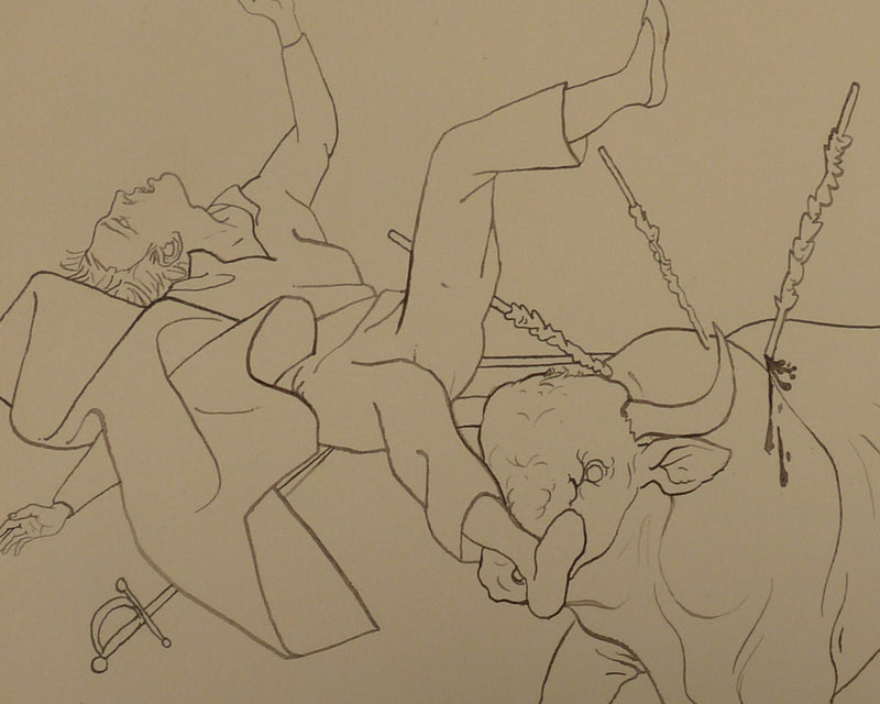 Pierre-Yves TREMOIS : Le taureau enragé, Dessin original (photo de détail 4) - Crédit photo : Galerie Art.Paris