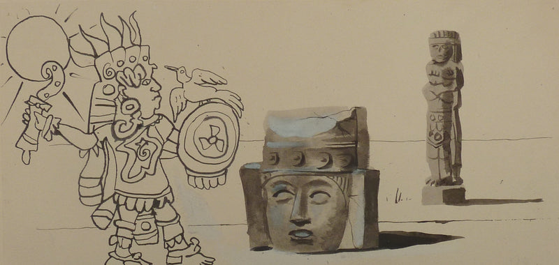 Pierre-Yves TREMOIS : Civilisation aztèque, Dessin original (photo de détail 3) - Crédit photo : Galerie Art.Paris